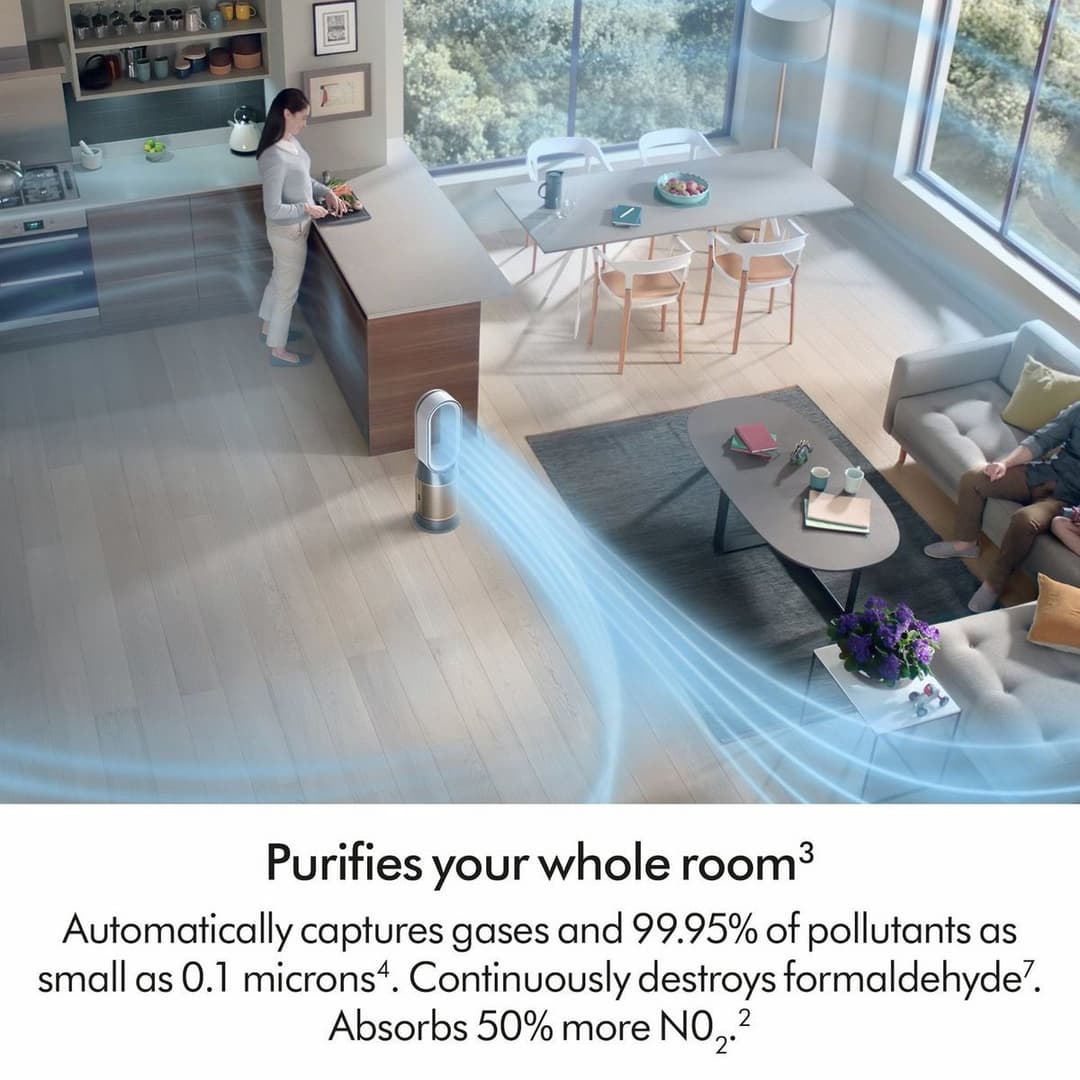 Dyson Purifier Hot+Cool HP2 De-NOx HP12 Air Purifier Fan Heater - White/Gold - Image 4