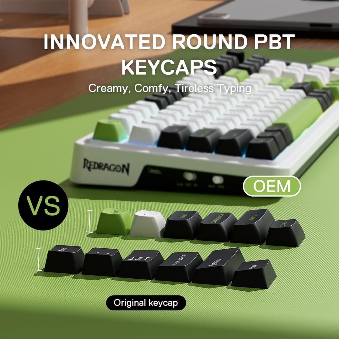 Redragon K686 PRO 98 Keys Wireless Gasket RGB Gaming Keyboard - Green - Image 4
