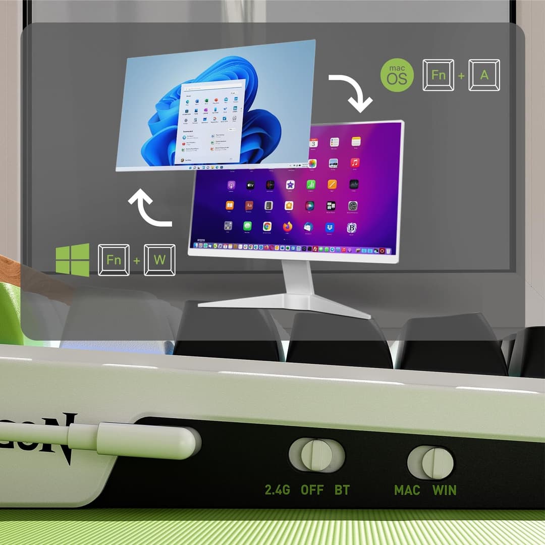 Redragon K686 PRO 98 Keys Wireless Gasket RGB Gaming Keyboard - Green - Image 7