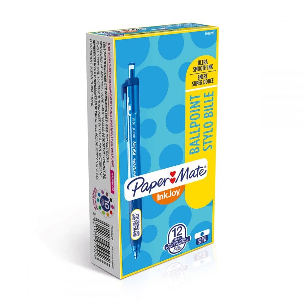 Paper Mate S0959920 Inkjoy 300 Retractable Pen Medium Tip Blue Box of 12 - Image 1