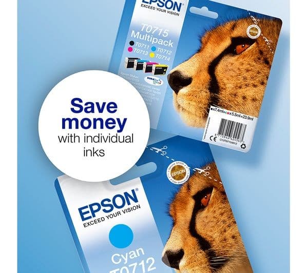 EPSON Cheetah T0715 Cyan, Magenta, Yellow & Black Ink Cartridges - Multipack - Image 5