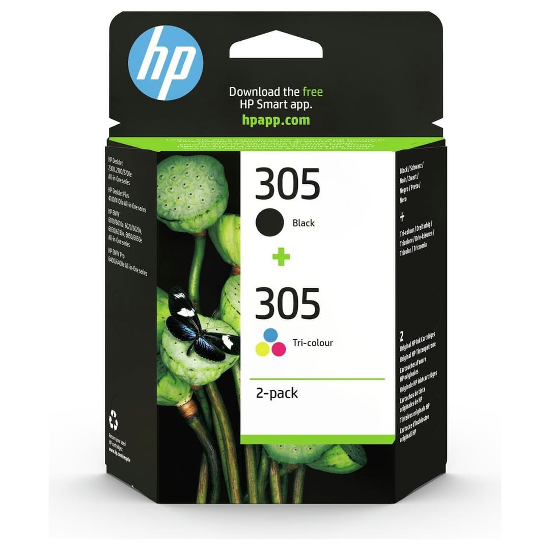HP 305 Original Ink Cartridges Pack of 2 - Black & Colour - Image 1