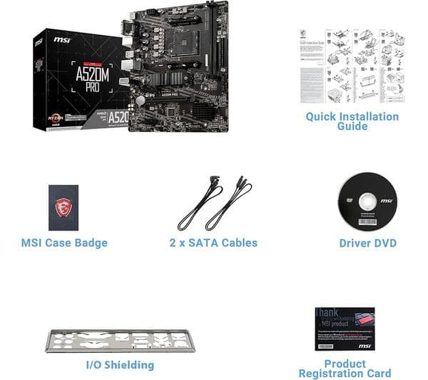 MSI A520M PRO AMD A520 DDR4 Micro-ATX Socket AM4 Motherboard - Image 4