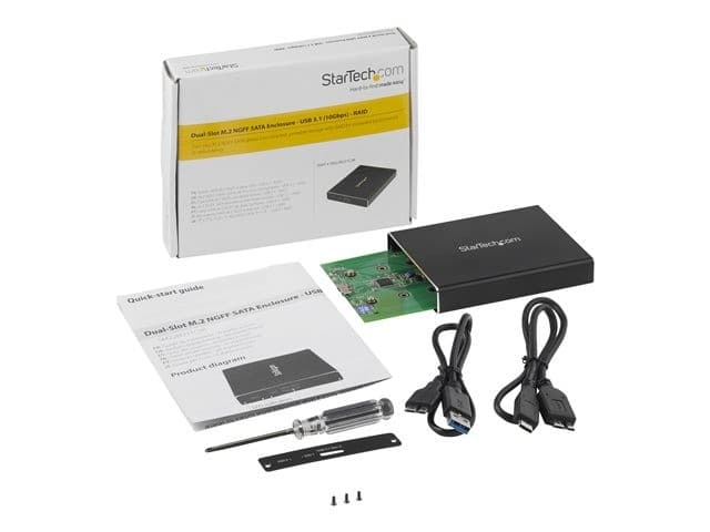 StarTech.com Dual-Slot Hard Drive Enclosure for M.2 SATA SSDs - USB 3.1 (10Gbps) - Aluminum - M.2 to SATA - Raid Drive Enclosure (SM22BU31C3R) - flash storage array - Image 6