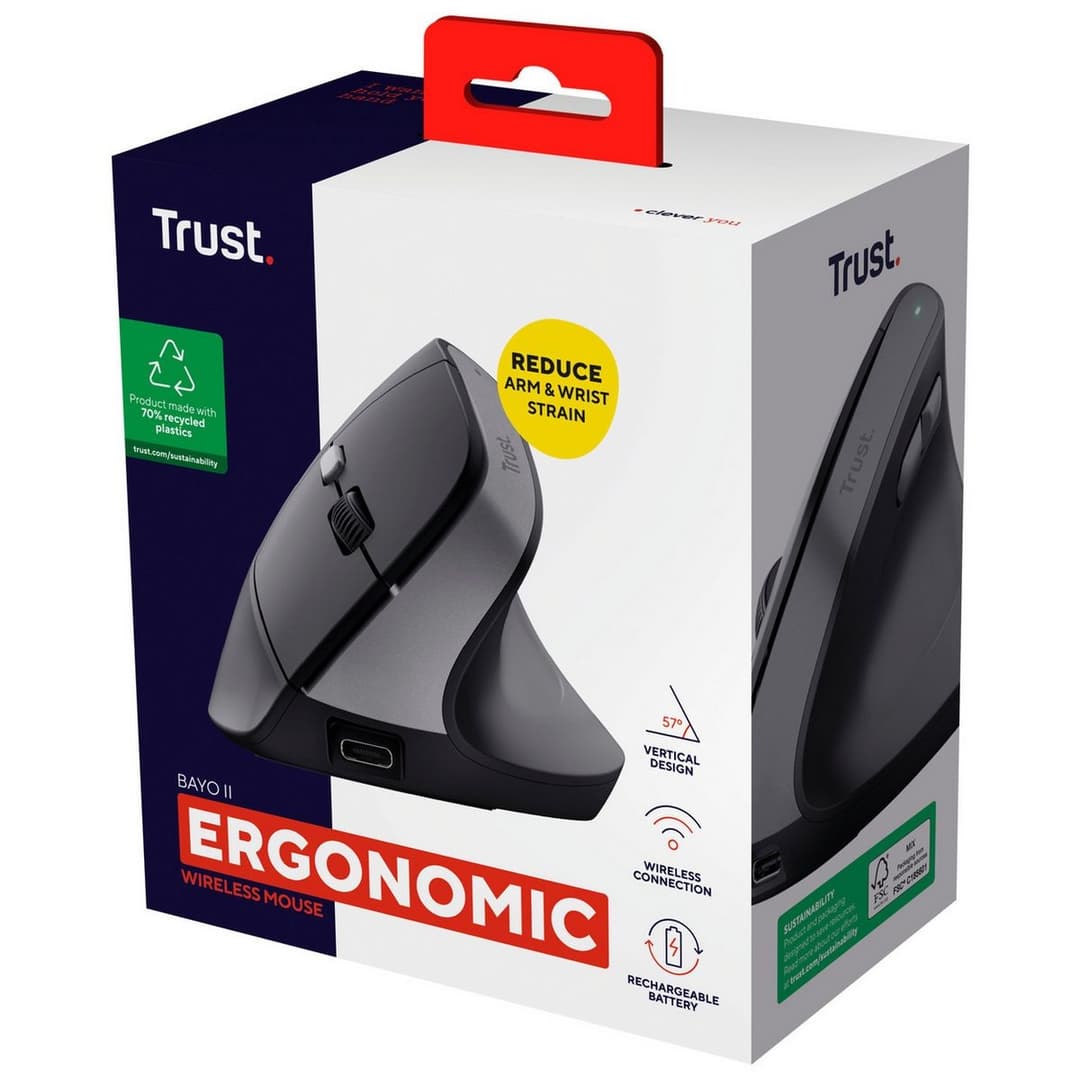 Trust Bayo II Ergonomic Wireless Mouse - Black - Image 9