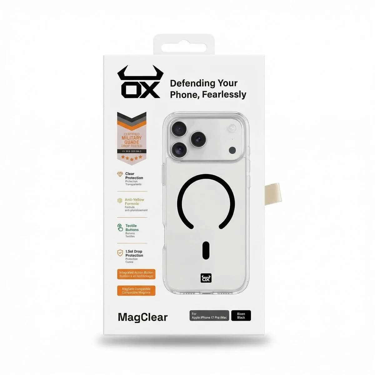 OX MagClear MagSafe Case for Apple iPhone 17 Pro Max – Bison Black