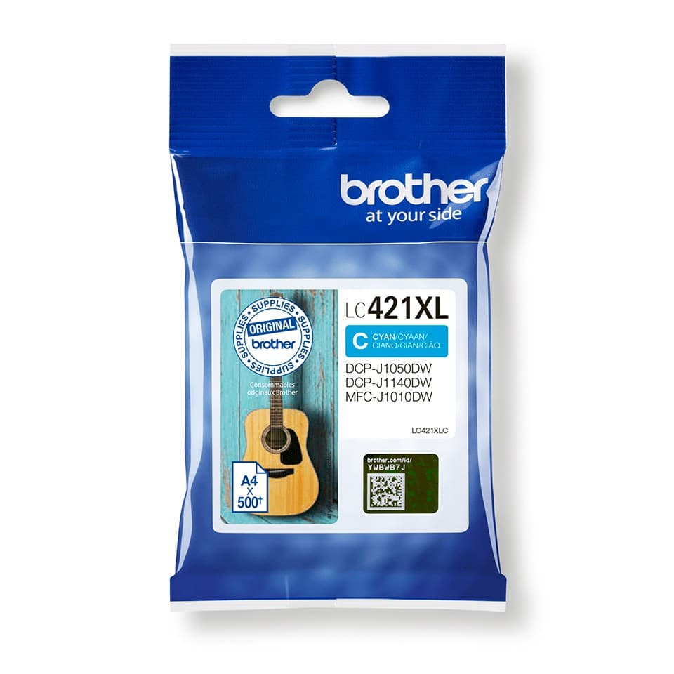 Brother LC-421XLC Original High (XL) Yield Ink Cartridge Cyan 500 Pages for DCP-J1050DW/DCP-J1140DW/MFC-J1010DW 1 pc(s)