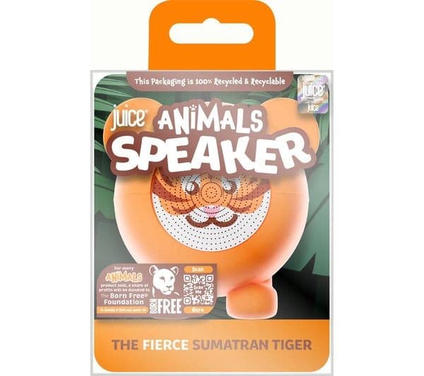 JUICE Animals Tiger Portable Bluetooth Speaker Orange - Image 2