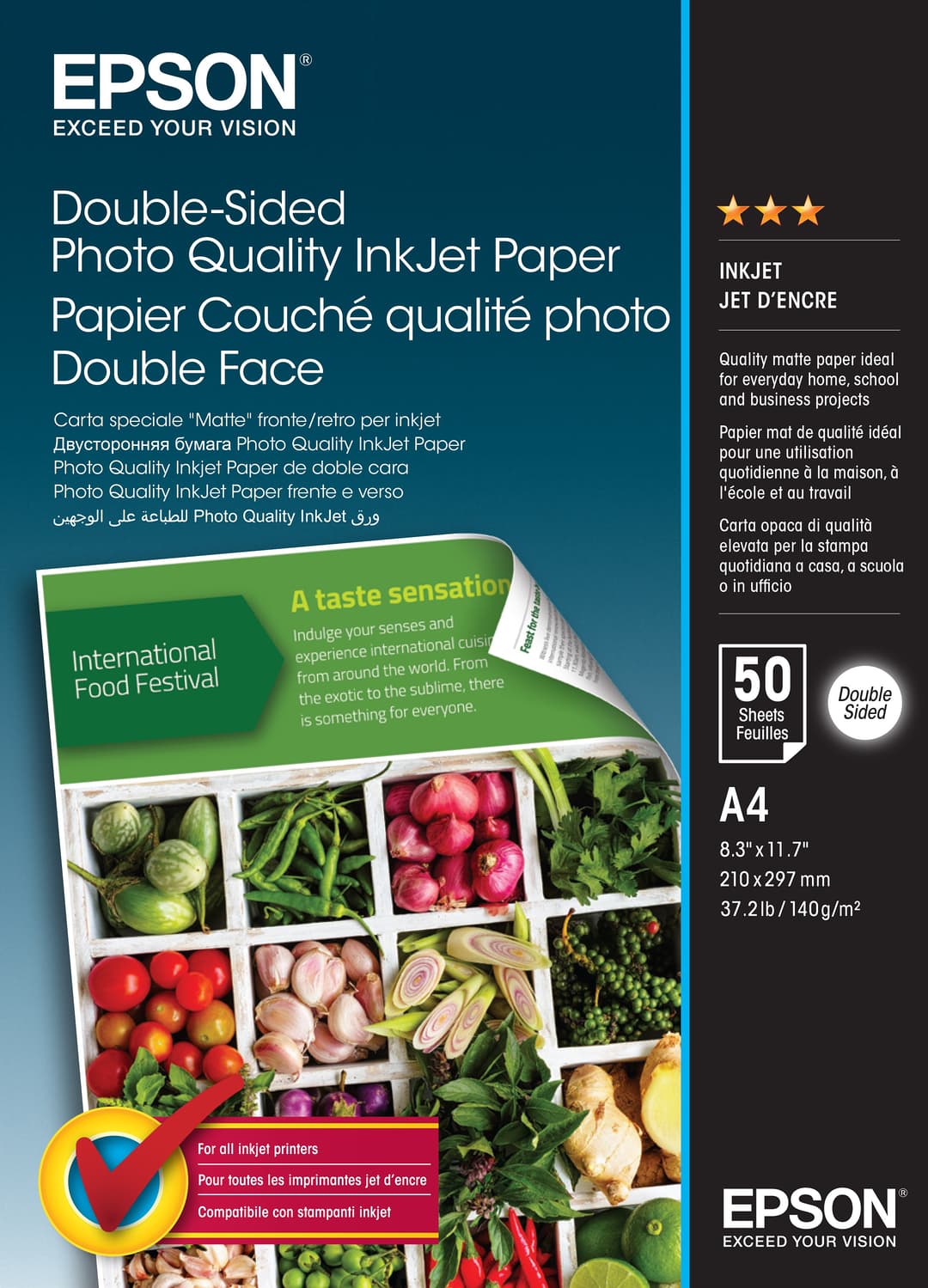Epson Double-Sided Photo Quality Inkjet Paper - A4 - 50 Sheets - Image 1