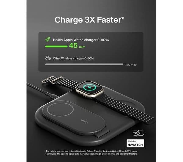 Belkin BoostCharge 3-in-1 Magnetic Foldable Wireless Charger with Qi2 15W Black - Image 3