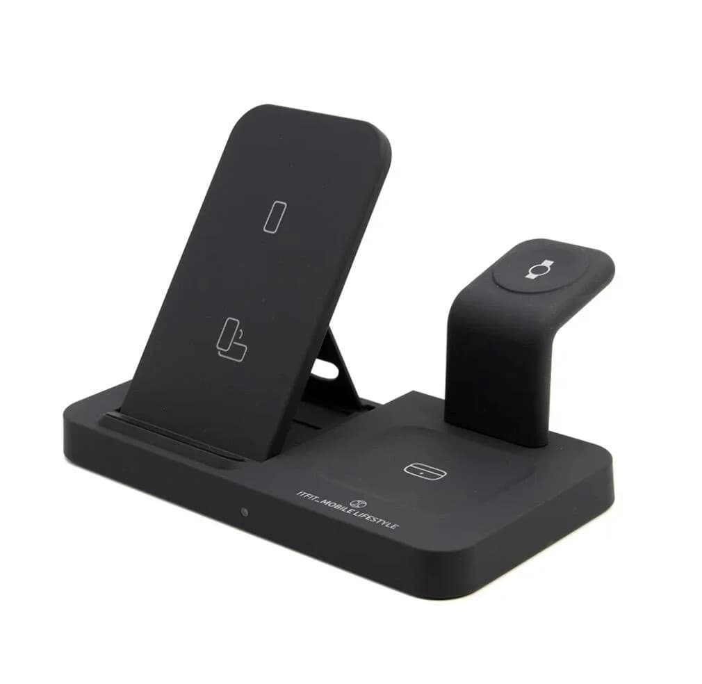 ITFIT 3-in-1 Wireless Charging Pad for Samsung Devices, Fast Charge Stand for Phone - Black - Image 1