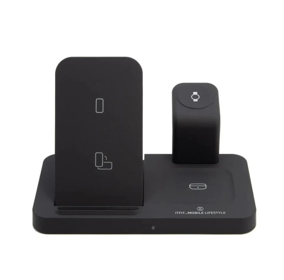 ITFIT 3-in-1 Wireless Charging Pad for Samsung Devices, Fast Charge Stand for Phone - Black - Image 2