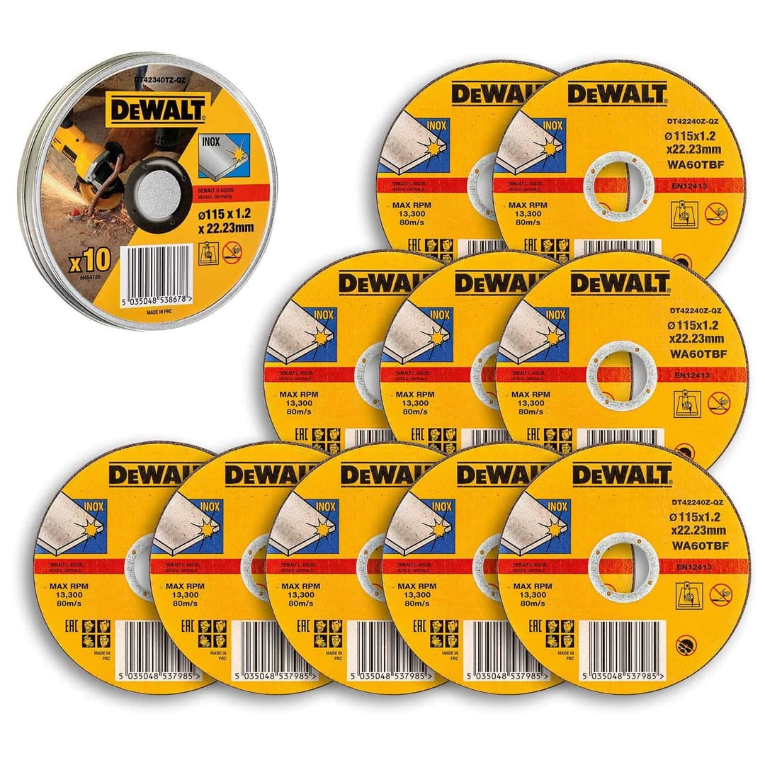 DEWALT DT42340TZ Stainless Steel Flat Cutting Disc - 125 mm x 1.2 mm Pack Of 10 - Image 2