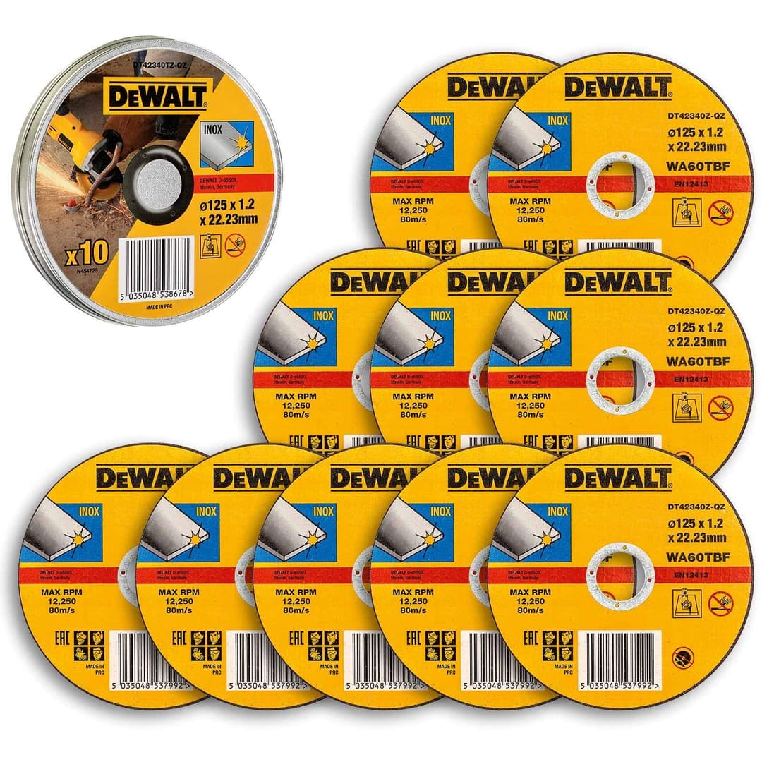 DEWALT DT42340TZ Stainless Steel Flat Cutting Disc - 125 mm x 1.2 mm Pack Of 10 - Image 3