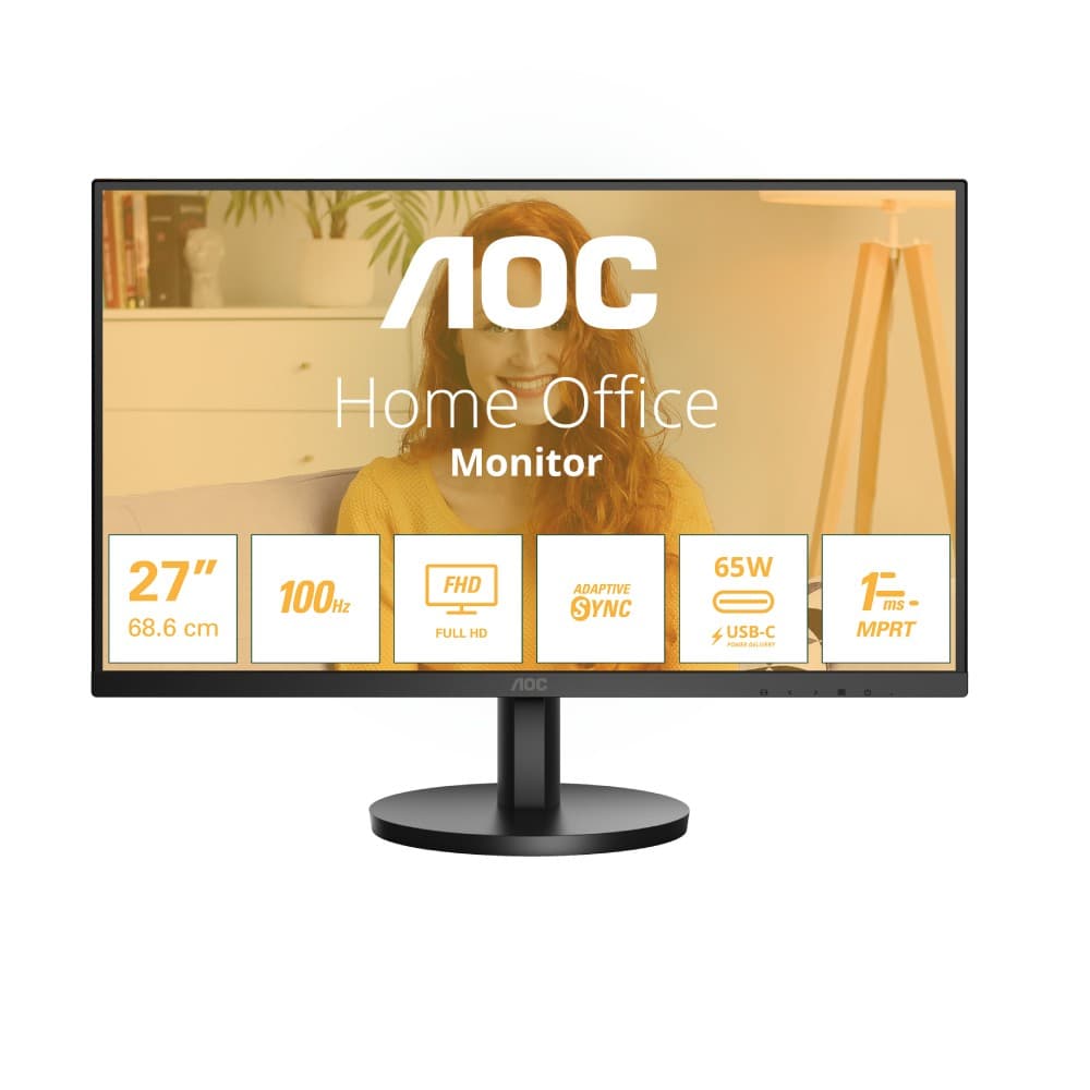 AOC Basic-Line 27B3CA2 27" 1920 x 1080 Full HD IPS LED 100 Hz 1 ms Flat Monitor with USB-C 65W Power Delivery and Built-in Speakers