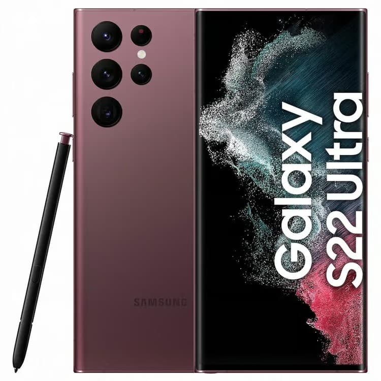 Samsung Galaxy S22 Ultra 5G 128GB 8GB RAM Smartphone - Burgundy - Image 1