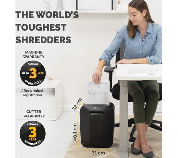 FELLOWES Powershred LX50 Cross Cut Paper Shredder - Black - Image 7