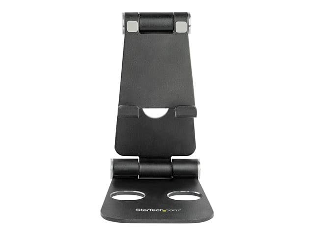 StarTech.com Phone and Tablet Stand, Foldable Universal Mobile Device Holder for Smartphones & Tablets, Adjustable Multi-Angle Viewing Ergonomic Cell Phone Stand for Desk, Portable, Black - Foldable Phone Holder (USPTLSTNDB) - desktop stand for mobile pho - Image 2