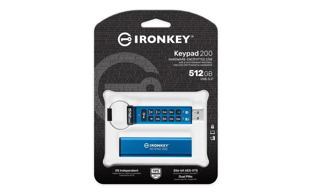 Kingston Technology IronKey 512GB USB-A Keypad 200, FIPS 140-3 Lvl 3 AES-256 Encrypted - Image 3