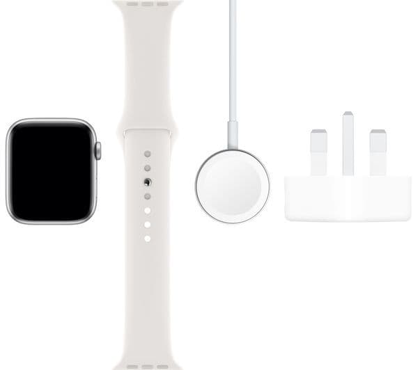 APPLE Watch Series 5 - Silver Aluminium with White Sports Band, 44 mm - Image 5