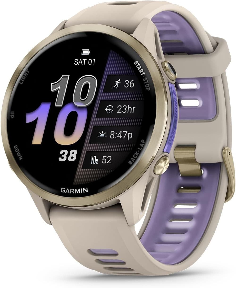 Garmin Forerunner 970 47mm Premium GPS Running & Triathlon Smartwatch AMOLED Sapphire - Soft Gold - Image 1