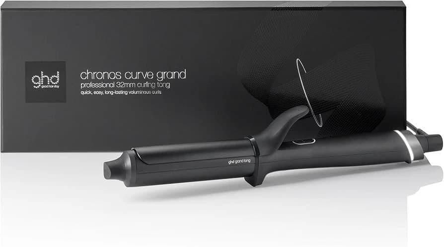 ghd Chronos Curve Grand Tong 32mm Hair Curler Curl-Responsive Technology 185°C 2.7m Cable - Black