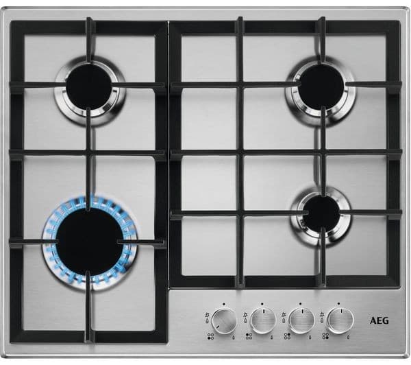 AEG 3000 Series HGX64200SM 60 cm Gas Hob - Stainless Steel - Image 1