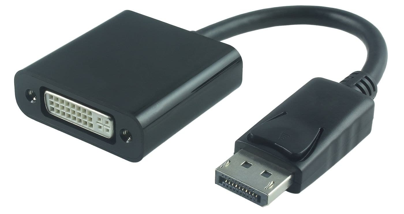 MicroConnect Displayport v1.2 to DVI-I Adapter M-F 0.15m Passive Black