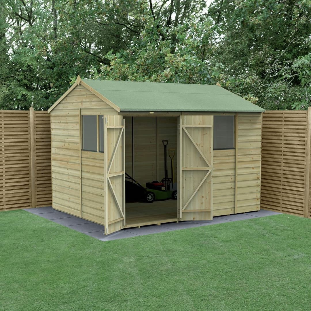 Forest Beckwood Shiplap 4 Windows Reverse Apex Shed - 10x8ft - Image 3