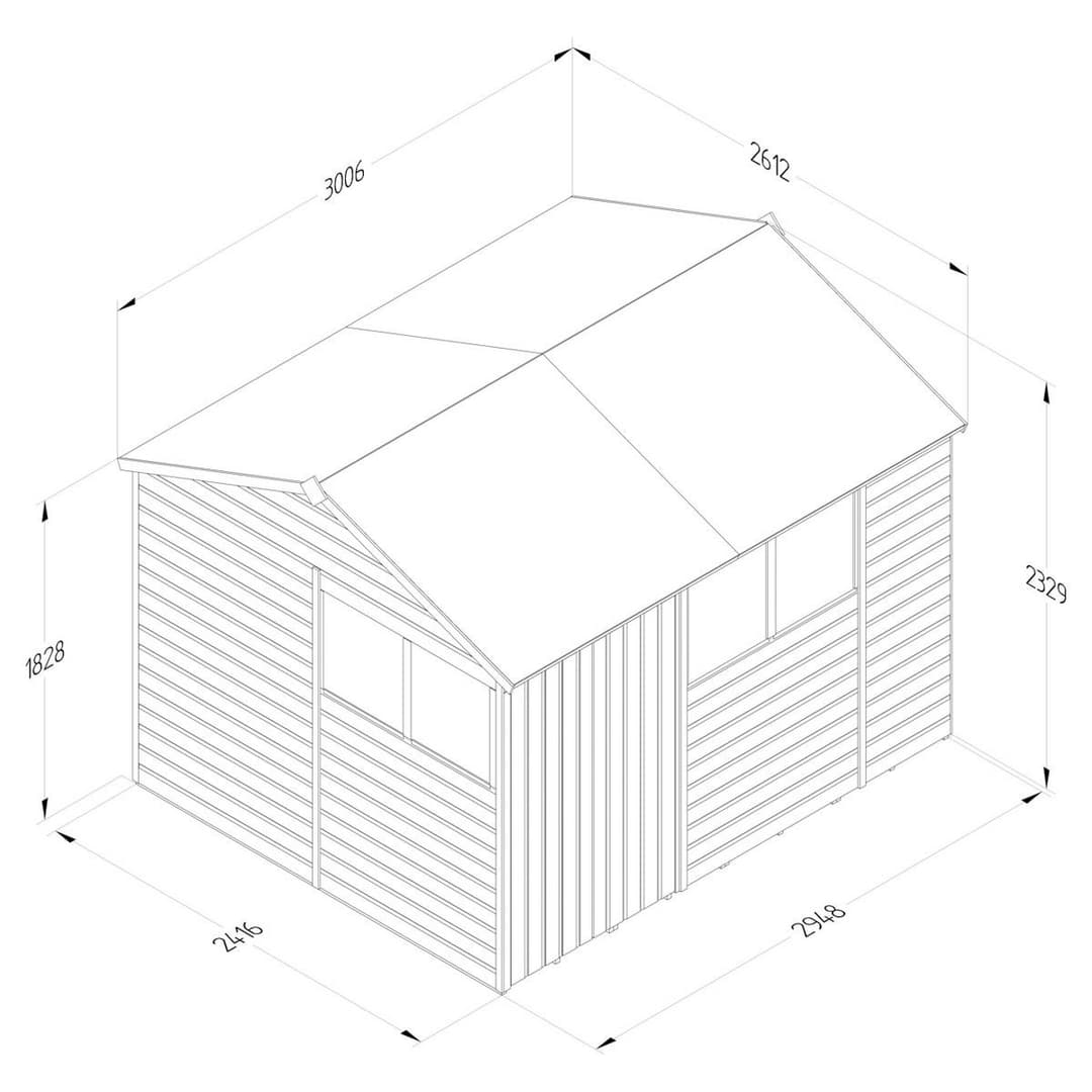 Forest Beckwood Shiplap 4 Windows Reverse Apex Shed - 10x8ft - Image 4