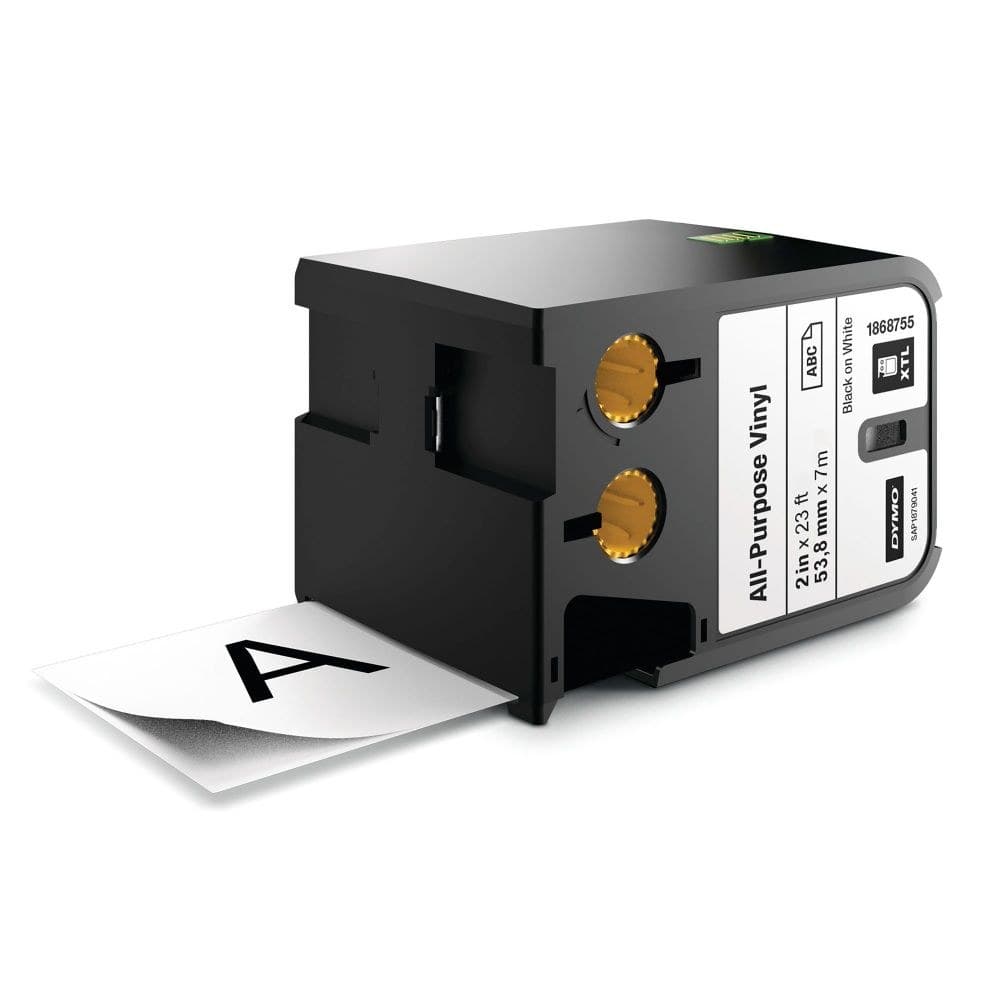 Dymo 1868755 XTL 54mm x 7m Roll All-Purpose Vinyl Black on White - Image 1