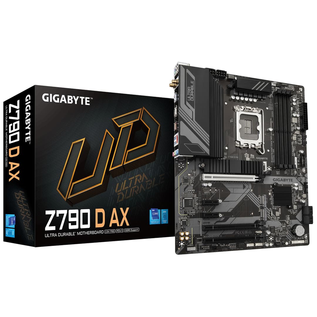 Gigabyte Z790 D AX Motherboard - Supports Intel Core 14th Gen CPUs, 12+1+1 Phases Digital VRM, up to 7600MHz DDR5 (OC), 3xPCIe 4.0 M.2, Wi-Fi 6E, 2.5GbE LAN, USB 3.2 Gen 2 - Image 1
