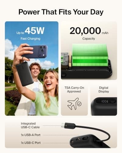 Belkin UltraCharge 45W Power Bank with Integrated USB-C Cable and Display - 20000mAh - Image 5