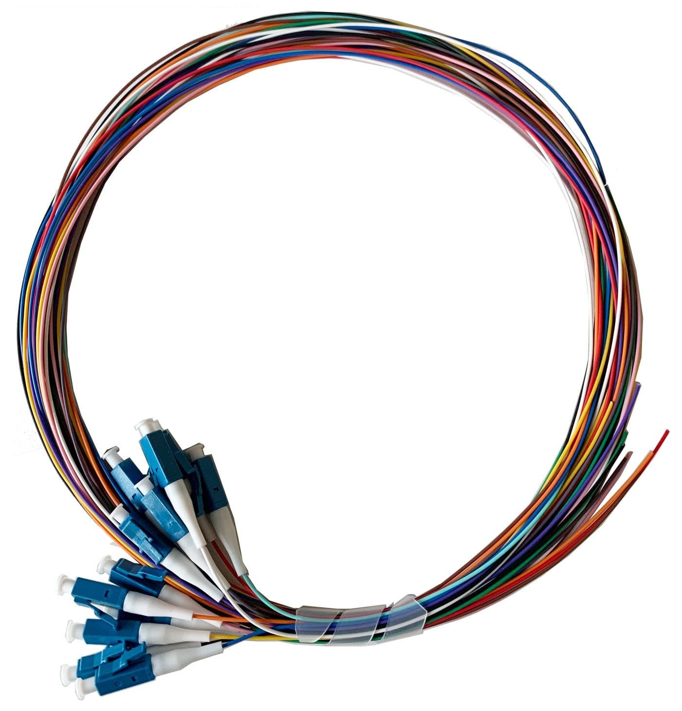 Lanview Pigtail LC/UPC 9/125 OS2 Singlemode Fibre, Tight Buffer, 12 Colours, 12pcs/Pack