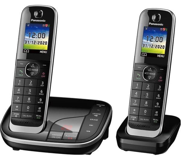 Panasonic KX-TGJ422EB Cordless Phone - Twin Handsets, Black - Image 1