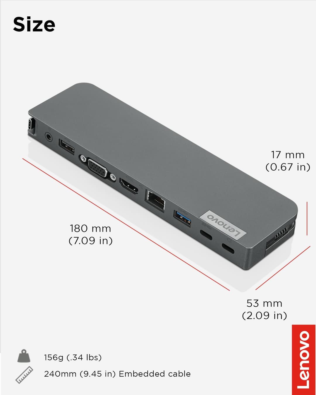 Lenovo USB-C Mini Dock - Black - Image 8