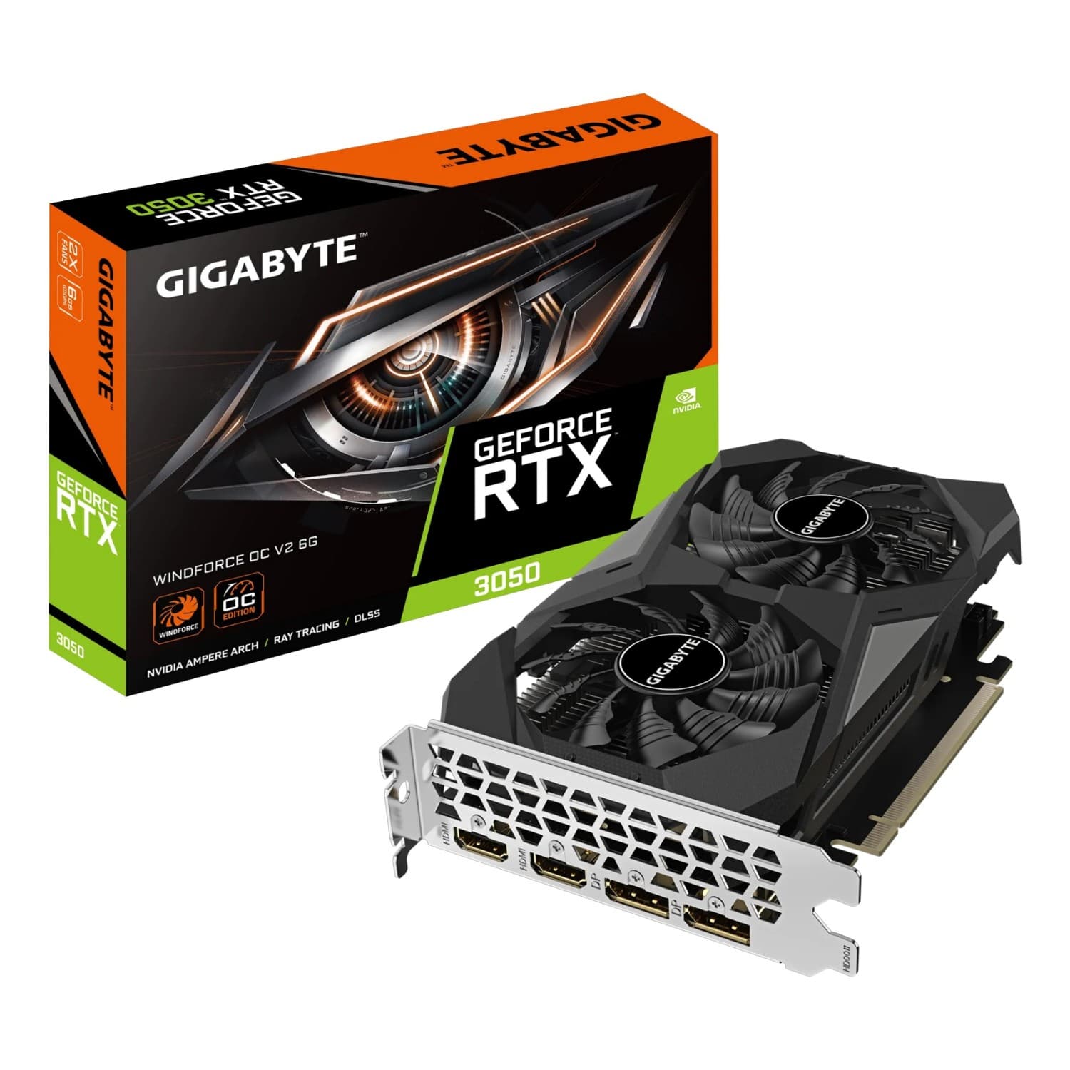 GIGABYTE GeForce RTX 3050 WINDFORCE OC V2 6GB GDDR6 Graphics Card (GV-N3050WF2OCV2-6GD)
