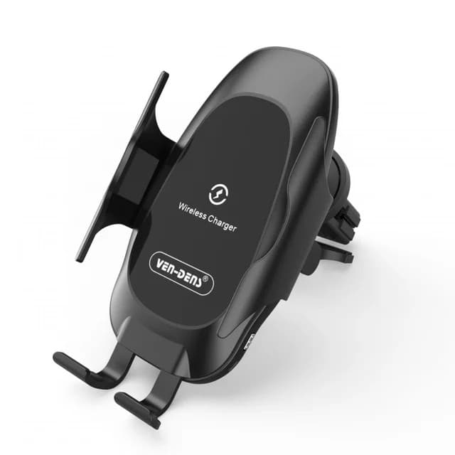 Ven-Dens Wireless Car Charger Holder, Auto-Clamping with Fast Qi Charging, VD-WLC003 - Black - Image 1