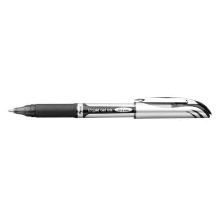 EnerGel Deluxe Liquid Gel Pen  Medium Line  Capped  Metal Tip  Black Ink - Image 1
