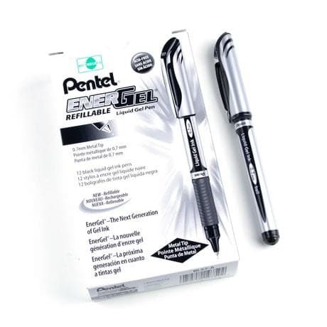 EnerGel Deluxe Liquid Gel Pen  Medium Line  Capped  Metal Tip  Black Ink - Image 4