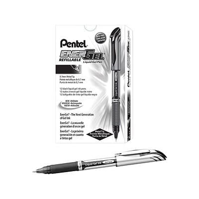 EnerGel Deluxe Liquid Gel Pen  Medium Line  Capped  Metal Tip  Black Ink - Image 5