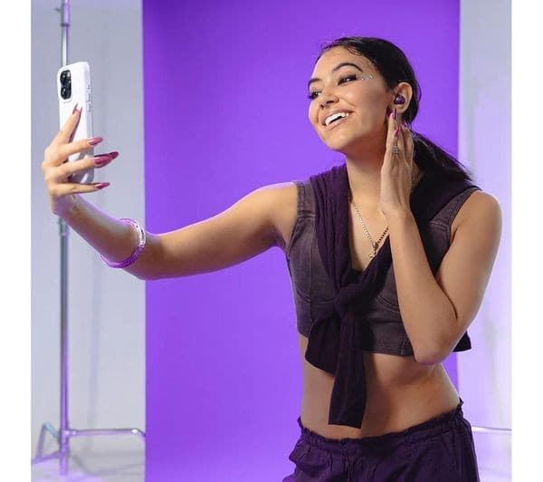 JLAB Go POP ANC Wireless Bluetooth Noise-Cancelling Earbuds - Transparent Purple - Image 6