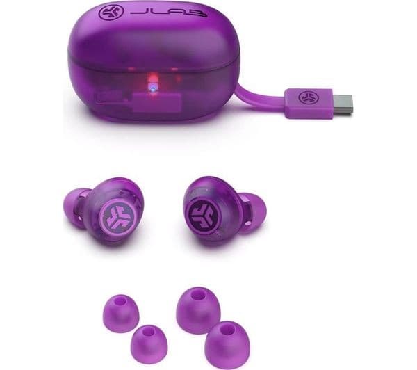 JLAB Go POP ANC Wireless Bluetooth Noise-Cancelling Earbuds - Transparent Purple - Image 8