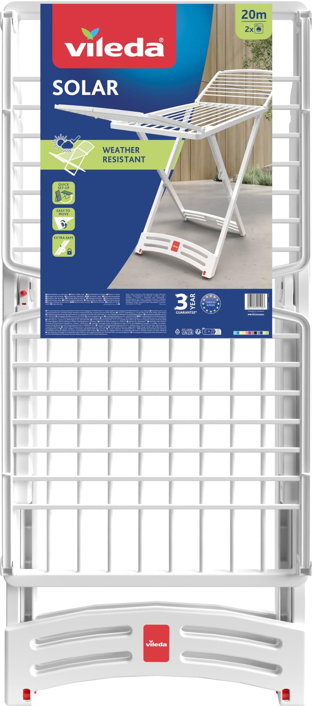 Vileda Solar Plastic Clothes Airer - White - Image 1