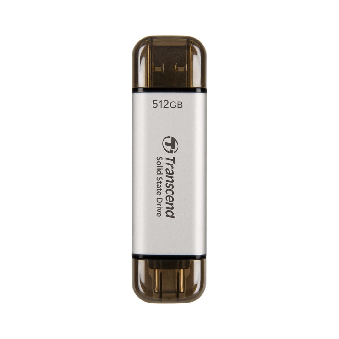 512GB Transcend ESD310 Portable SSD Dual USB (Type-A and Type-C) Silver - Image 2