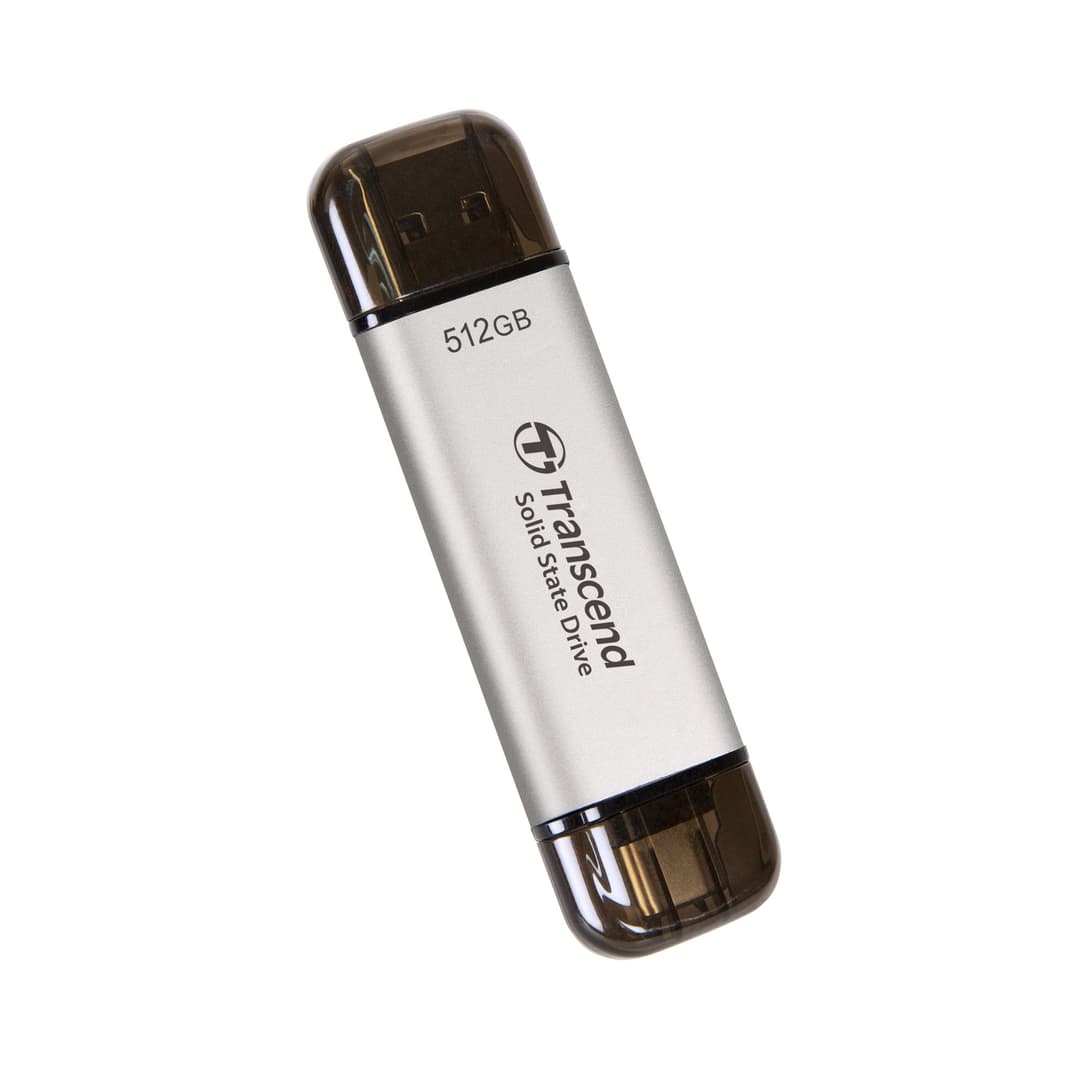 512GB Transcend ESD310 Portable SSD Dual USB (Type-A and Type-C) Silver - Image 3