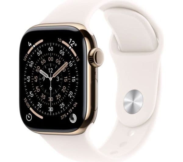 Apple Watch Series 11 GPS + Cellular 46mm Gold Titanium Case with Light Blush Sport Band - M/L - Image 1