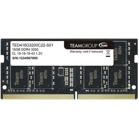 Team Elite 16GB 260-Pin DDR4 SO-DIMM DDR4 3200 (PC4 25600) Laptop Memory Model TED416G3200C22-S01 - Image 1