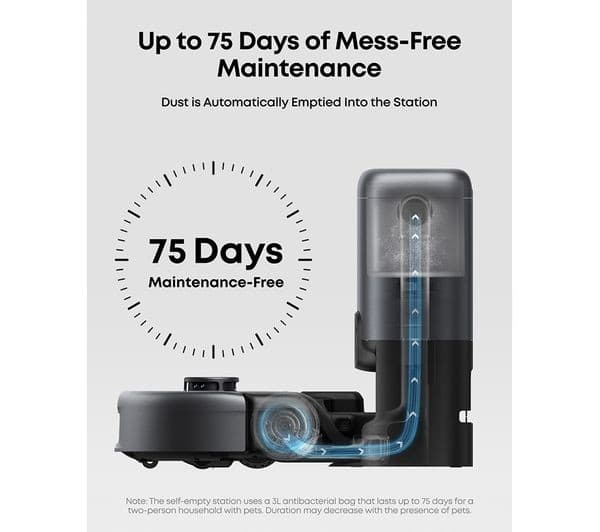 EUFY E20 3-in-1 Robot, Cordless & Handheld Vacuum Cleaner - Black & Grey - Image 6