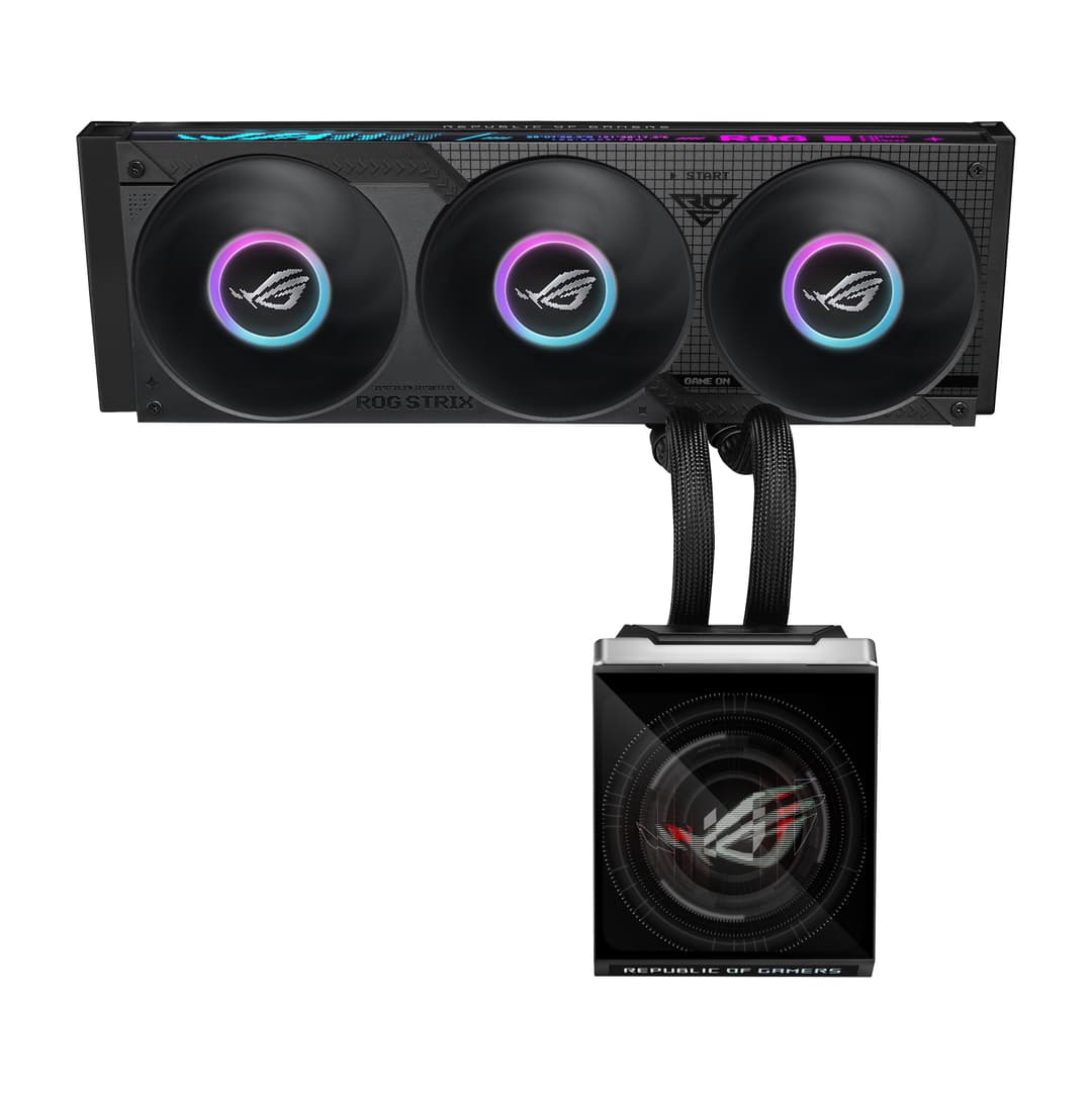 ASUS ROG Strix SLC IV 360 ARGB LCD Intel/AMD AIO Liquid CPU Cooler - Black - Image 1